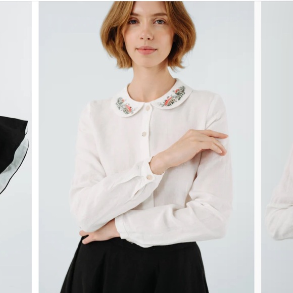 Linen Sondeflor Mushroom Embroidery Shirt NWT - Picture 3 of 5